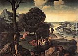 Joachim Patenier Canvas Paintings - Landscape with St John the Baptist Preaching